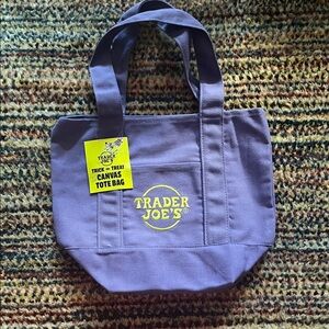 Trader Joe's Halloween Purple Canvas Mini Tote Bag